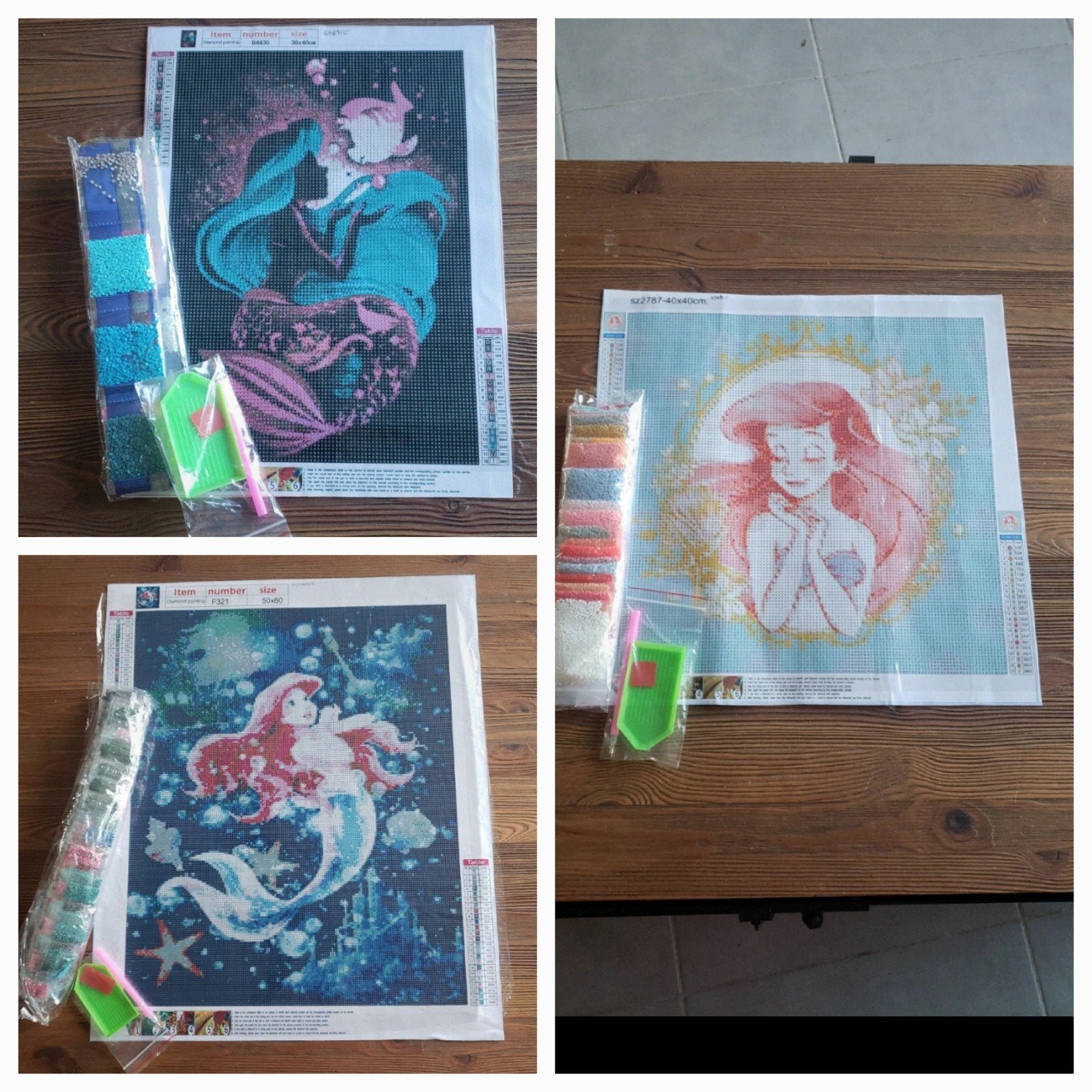 3 Diamond Paintings: Zeemeermin Ariel Disney, Ophalen of Verzenden, Nieuw, Fantasie, Diamond painting