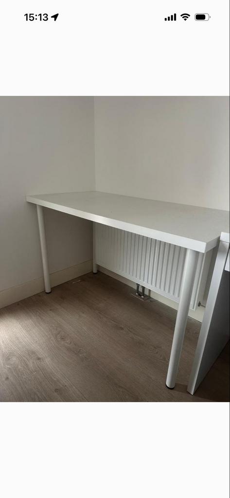 Wit bureau met metalen poten - 120x60cm, Ophalen, Overige typen, Gebruikt, Metaal