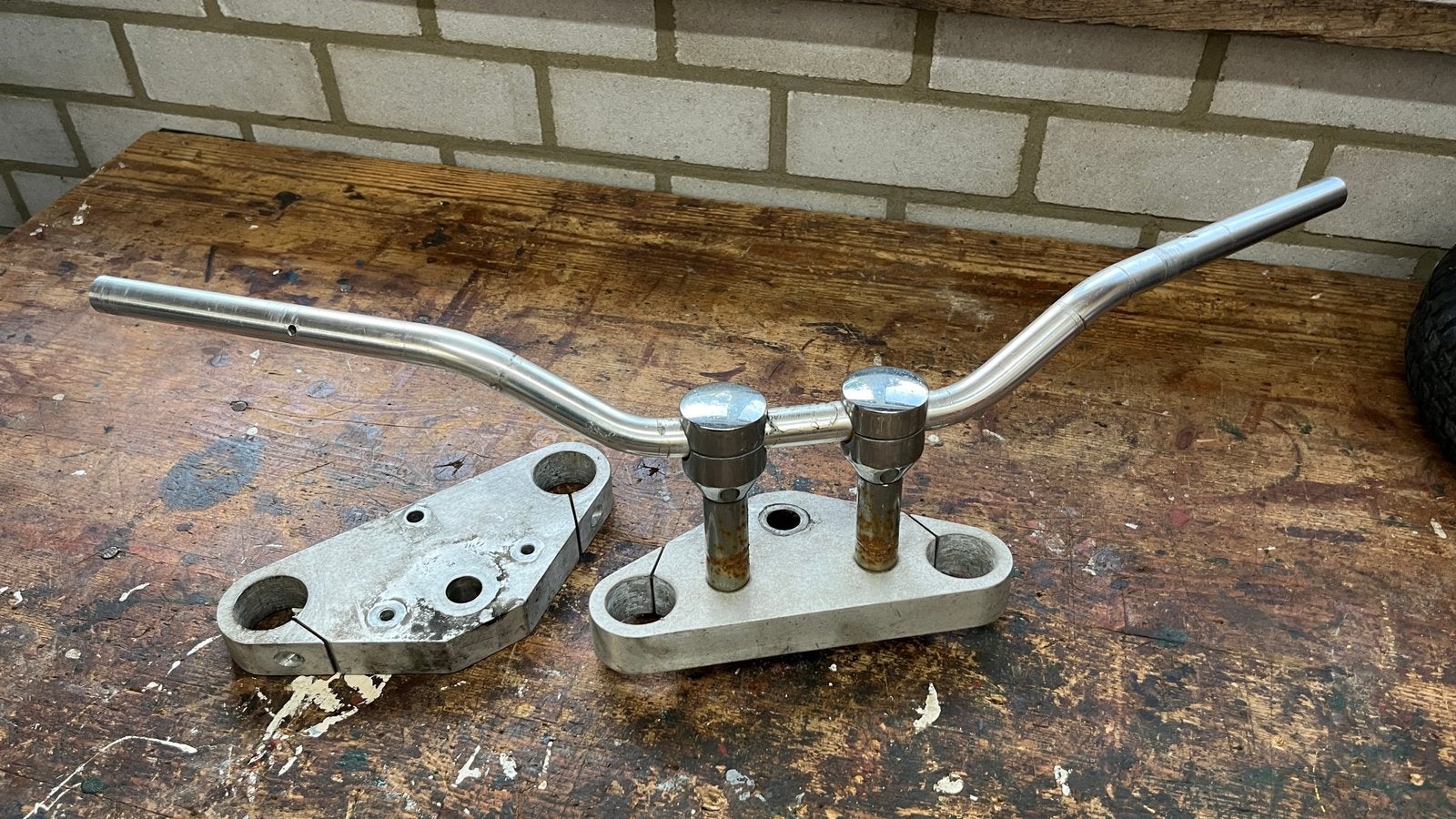 Hagen stuur met risers en alu kroonplaten, Ophalen, Gebruikt