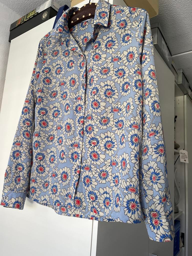 Costes Blue blouse met bloemenprint, maat M, Ophalen of Verzenden, Zo goed als nieuw, Maat 38/40 (M), Blauw