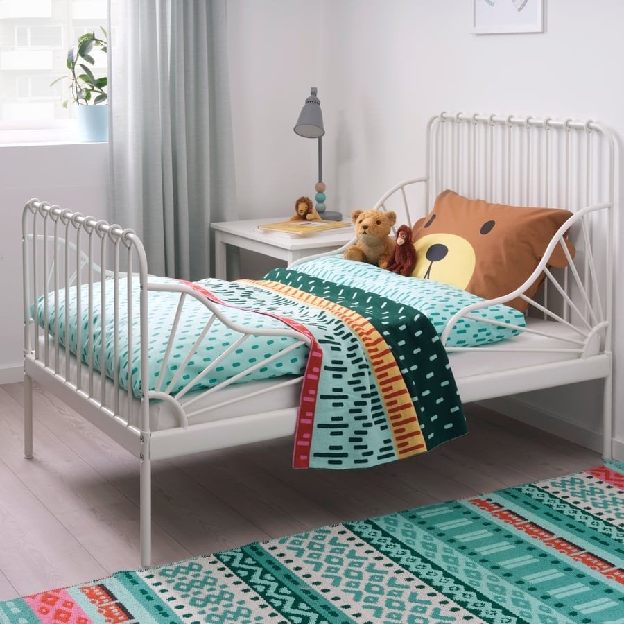 IKEA MINNEN wit meegroeibed incl. matrassen, 85 tot 100 cm, Gebruikt, Ophalen of Verzenden, Matras