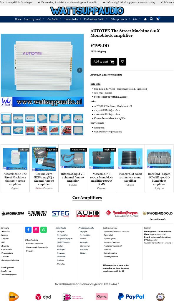 AUTOTEK The Street Machine 601X Monoblok versterker, Gebruikt, ., Ophalen of Verzenden, .
