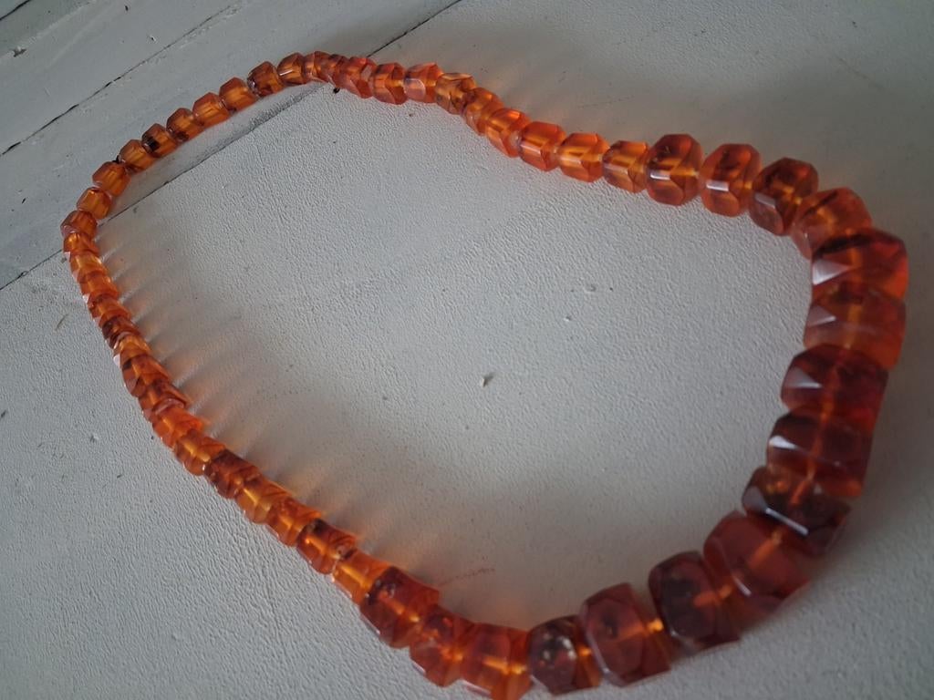 Barnsteen ketting, Sieraden, Tassen en Uiterlijk, Antieke sieraden, Ophalen of Verzenden, Overige materialen, Ketting