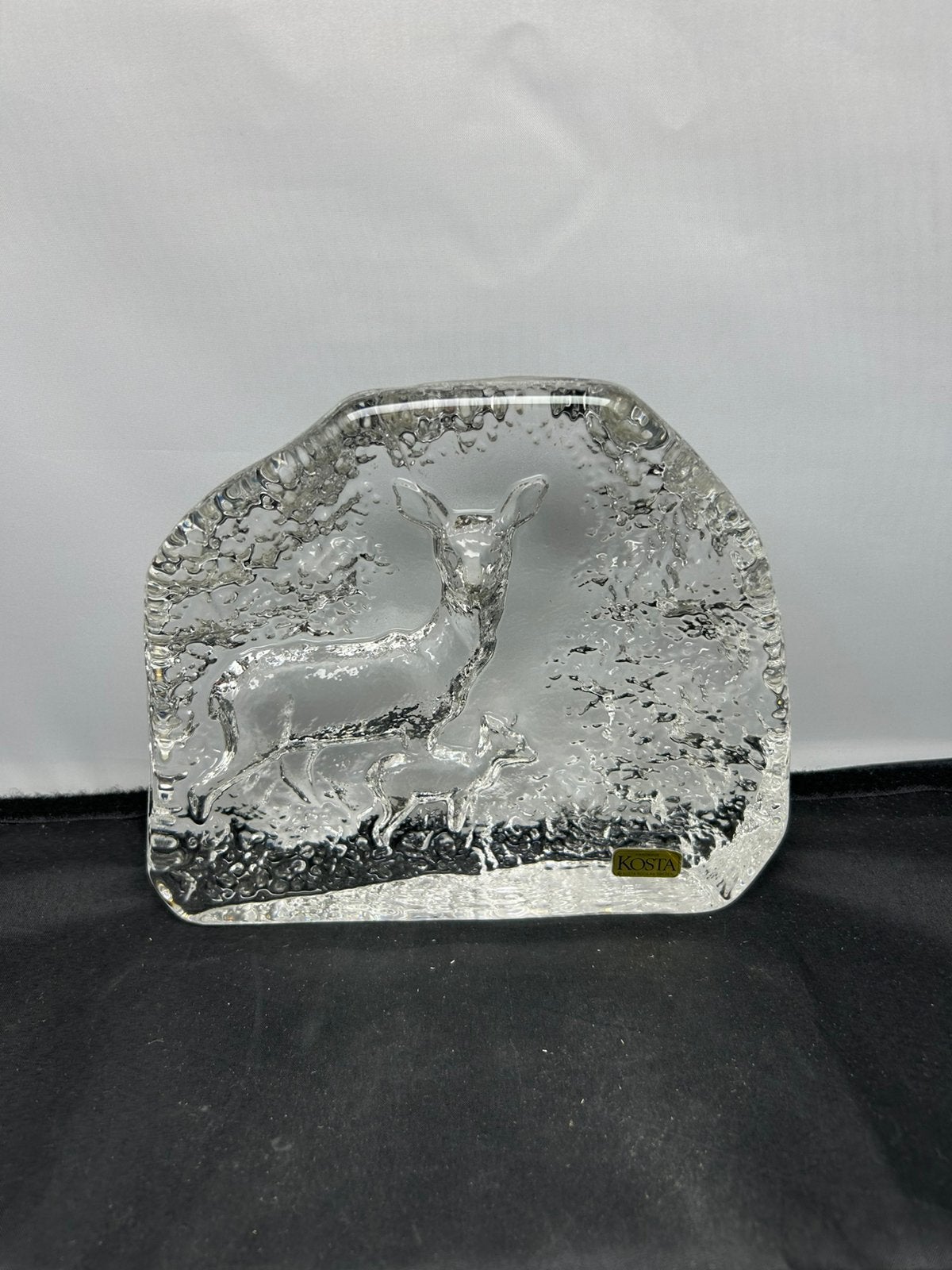 Kosta Boda ijsblok sculptuur hinde met kalf Lindstrand, Antiek en Kunst, Ophalen of Verzenden