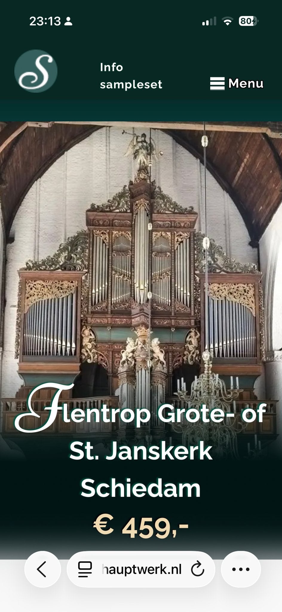Hauptwerk Sampleset Flentrop Grote- of St. Janskerk Schiedam, Muziek en Instrumenten, Orgels, Ophalen, Nieuw, Pijporgel