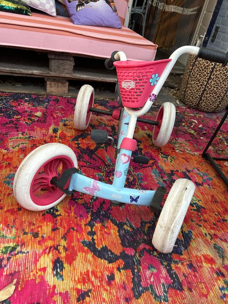 BERG Loopfiets Biky met mandje - Roze/Blauw, Ophalen of Verzenden, Gebruikt