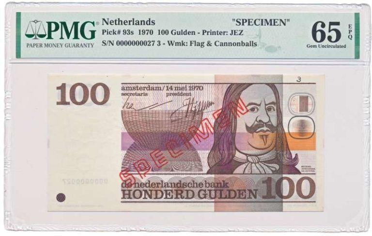 NL 100 Gulden 1970 Michiel de Ruyter Specimen PMG65 EPQ