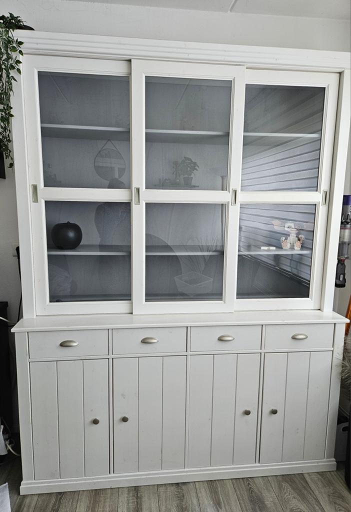 Wood wit met grijze buffetkast, Ophalen, 25 tot 50 cm, 200 cm of meer