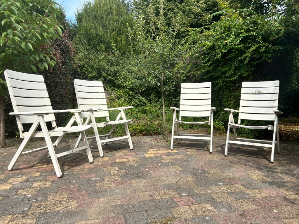 Hardhouten tuinstoelen Herlag 4 stuks vintage, Tuin en Terras, Tuinstoelen, Ophalen of Verzenden, Hout