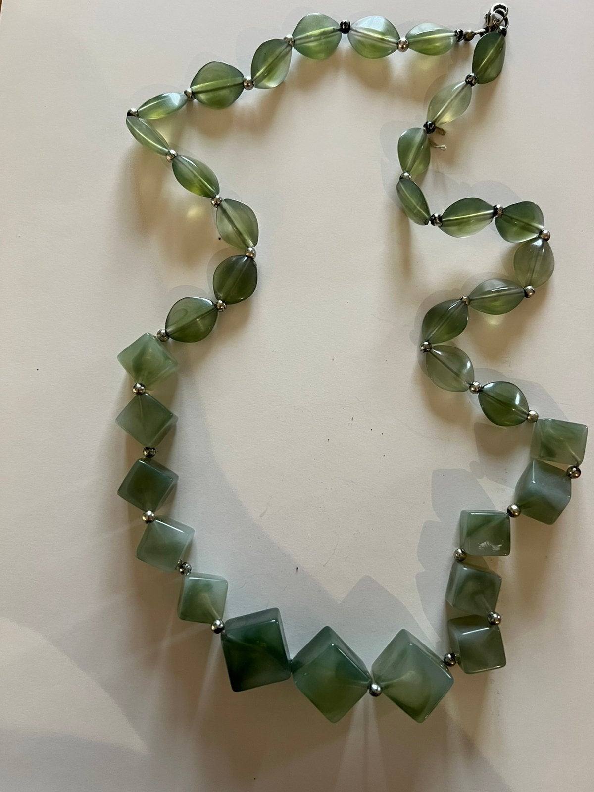 Vintage Groene Kralen Ketting, Ophalen of Verzenden, Gebruikt, Groen, Overige materialen