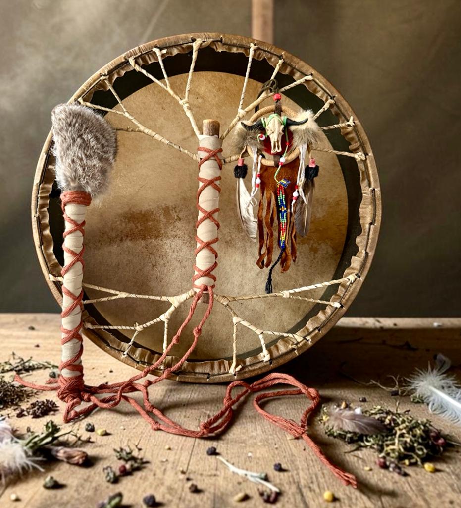 OVERGEDRAGEN Native Style Sjamanendrum 42 cm spanbaar, Ophalen of Verzenden, Nieuw