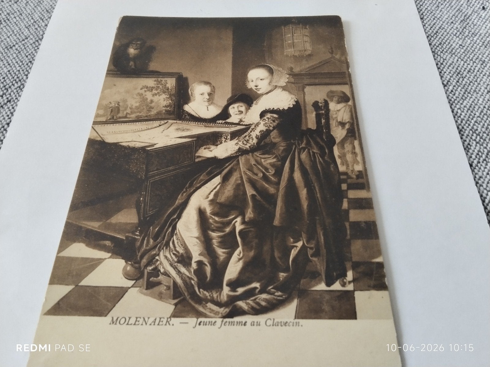 Ansichtkaart Molenaer - Jeune femme au Clavecin, Ophalen of Verzenden, Voor 1920, Ongelopen, Overige thema's
