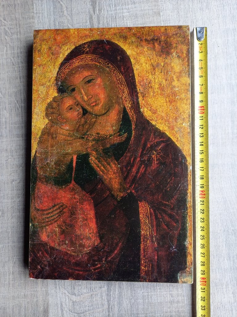 Oud Houten Icoon Moeder Gods van Vladimir Madonna Met Kind, Ophalen of Verzenden