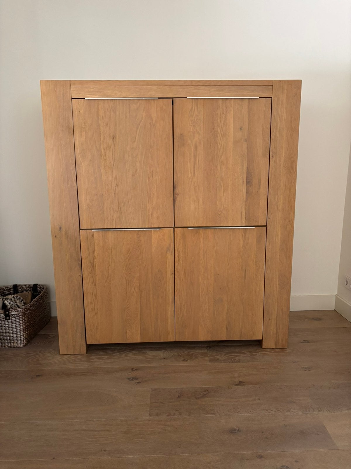Blank eiken kast, lijn Quint., Ophalen, Zo goed als nieuw, 120 tot 170 cm, 40 tot 80 cm