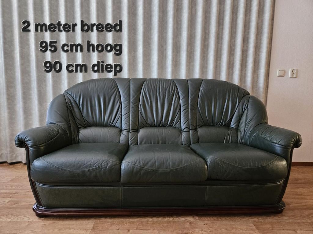 Bankstel Italiaans leer, Ophalen of Verzenden, Gebruikt, 75 tot 100 cm, Leer