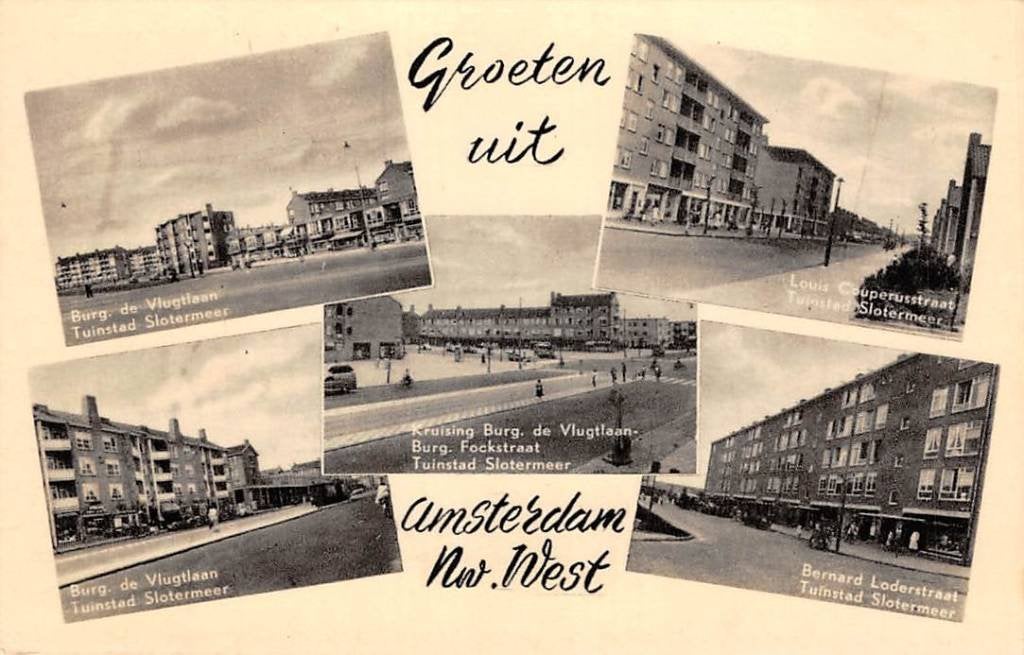 Amsterdam Nw. West Tuinstad Slotermeer Vijf opnamen Sloten, Ophalen of Verzenden, 1920 tot 1940, Gelopen, Noord-Holland
