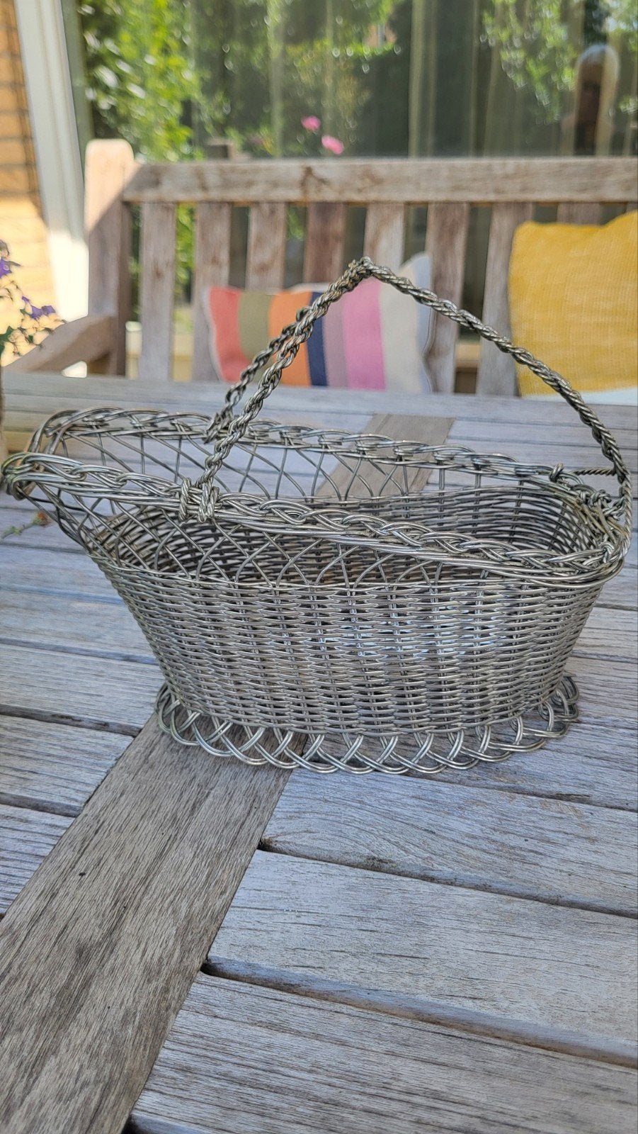 Vintage metalen wijnmand, Ophalen of Verzenden