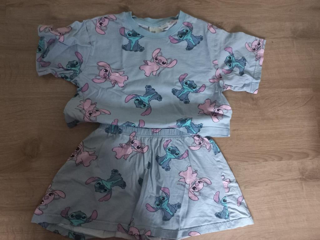 Stitch pyjama Disney H&M maat 134/140, Nacht- of Onderkleding, Gebruikt, Meisje, H&M