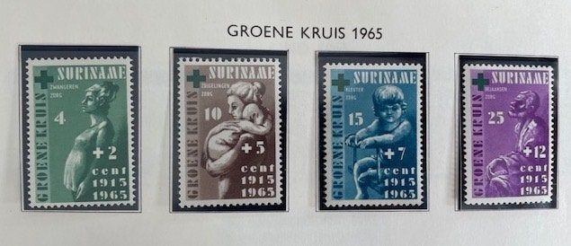 1965 Groene Kruis  4x , Postzegels en Munten, Postzegels | Suriname, Ophalen of Verzenden, Postfris