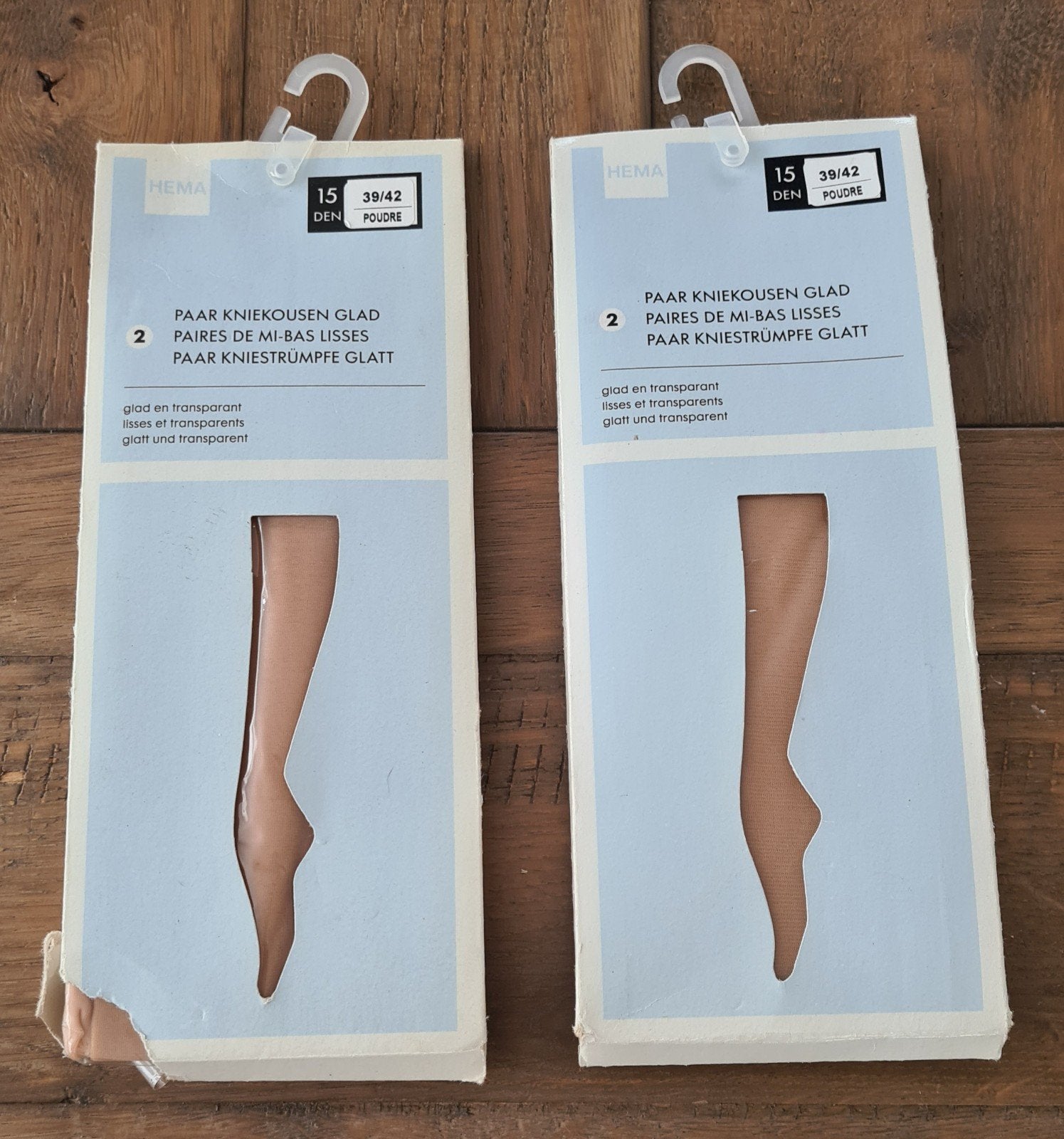 Hema Kniekousen Glad en Transparant - 4 paar, Beige, Nieuw, Overige maten, Ophalen of Verzenden