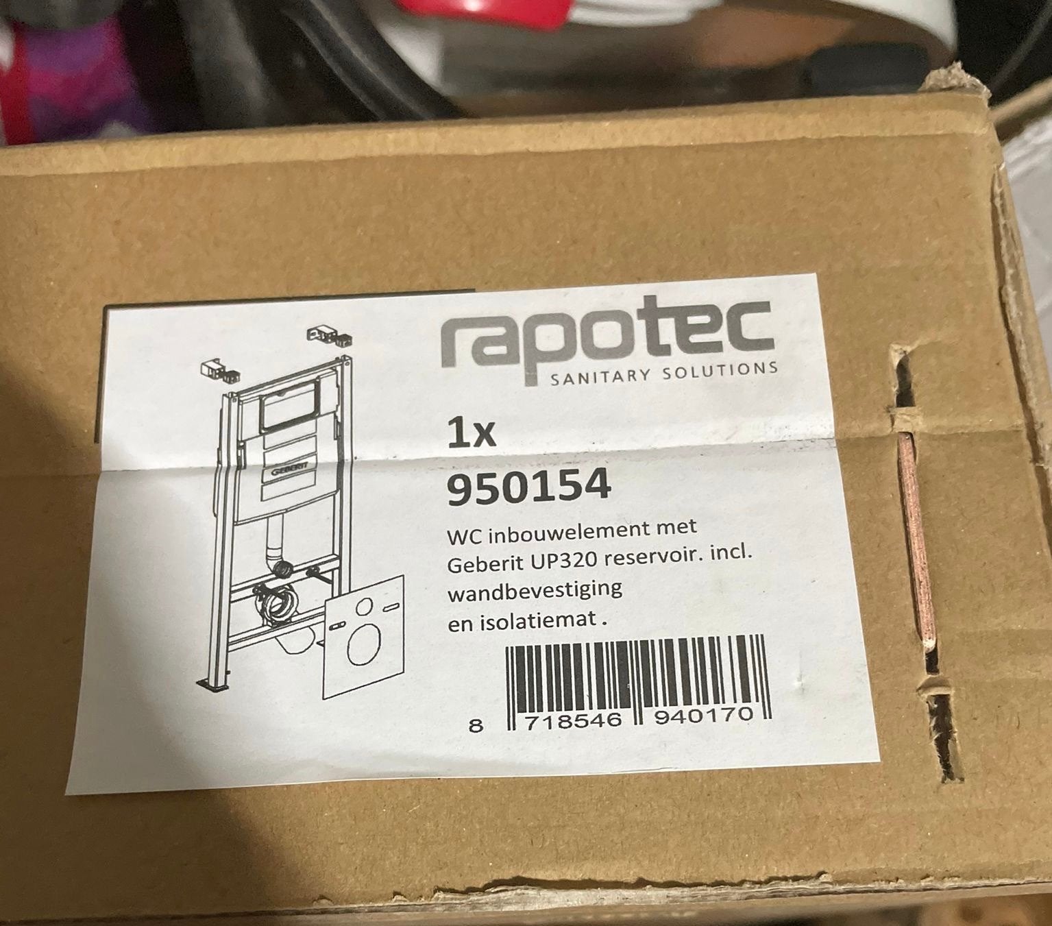 Raptec WC inbouwelement met Geberit UP320 reservoir, Verzenden, Nieuw, Toilet