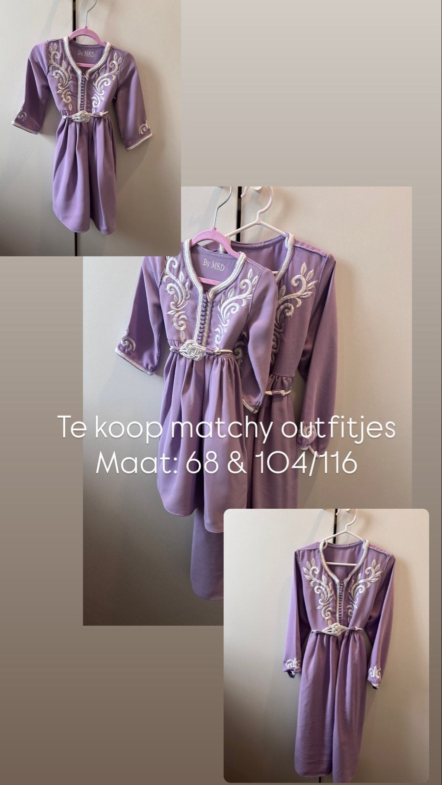 Matchy outfits kaftan - Maat 68 & 104/116, Ophalen, Zo goed als nieuw, Meisje