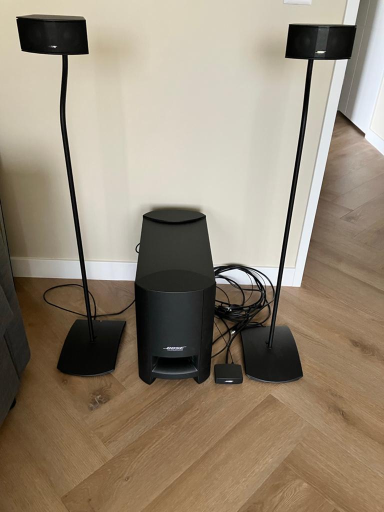 Bose subwoofer met 2 speakers op standaard, Ophalen, Gebruikt, Subwoofer, Bose