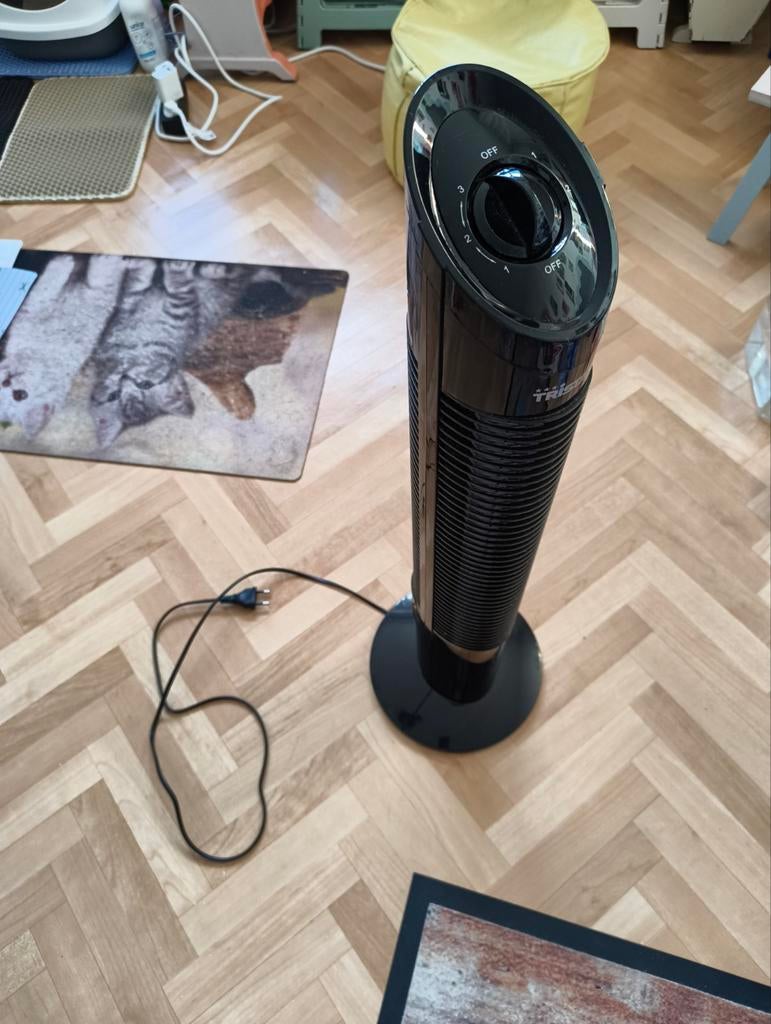 Zwarte toren ventilator met 3 standen, Ophalen of Verzenden, Zo goed als nieuw, Torenventilator