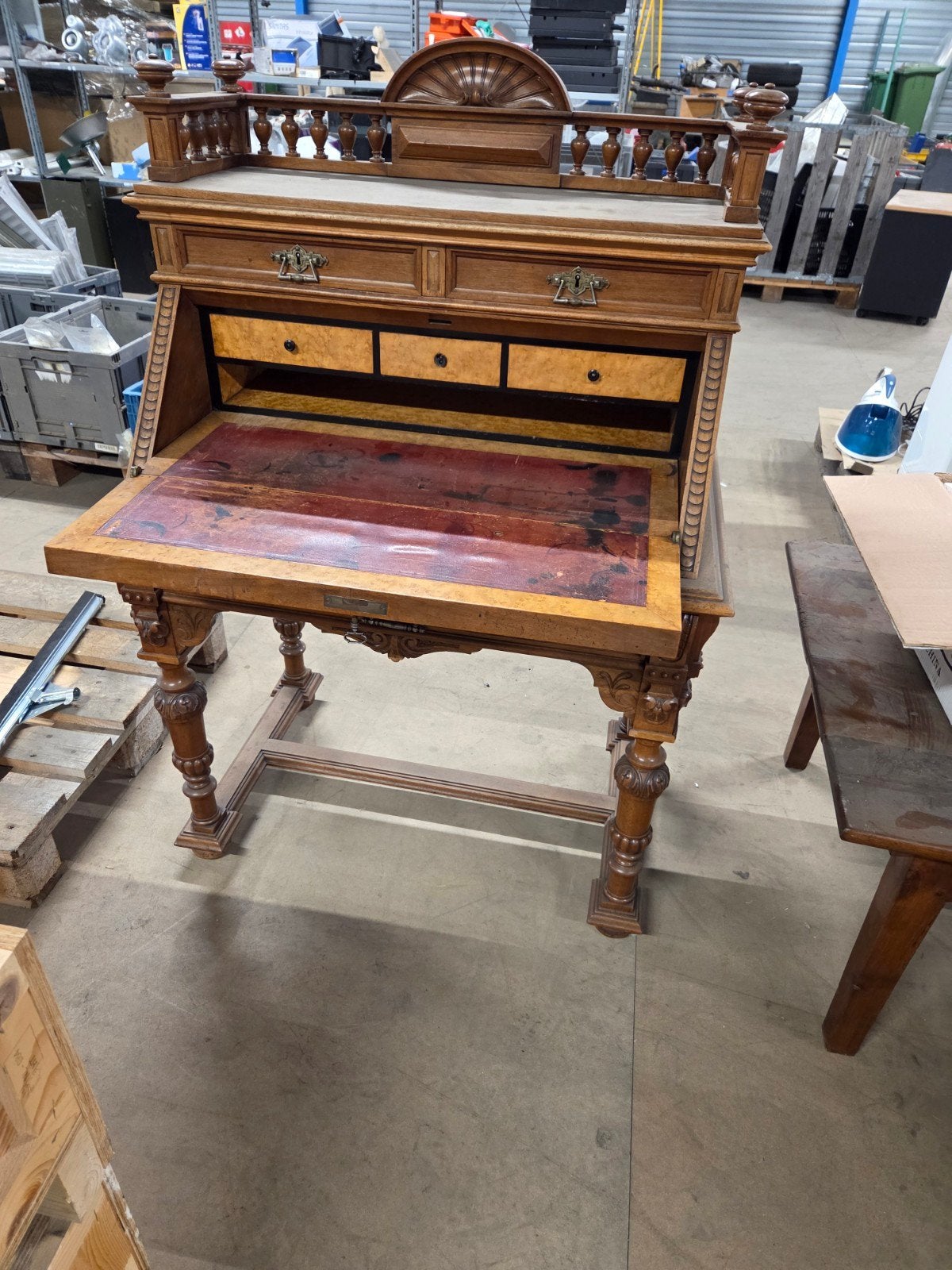Antiek houten secretaire met lade en opbergruimte, Ophalen of Verzenden