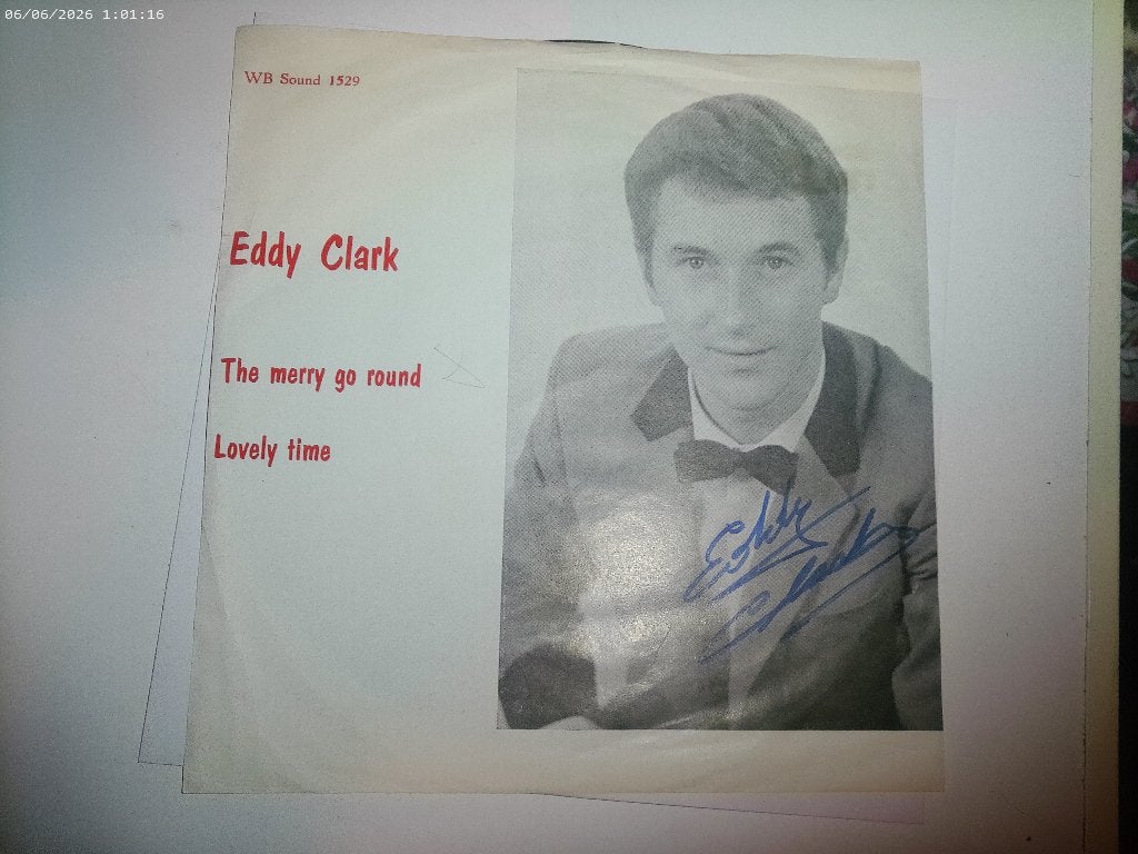 Eddy Clark - The Merry go round / Lovely Time ( Handtekening, Cd's en Dvd's, Gebruikt, Fotohoes, 7 inch, Single