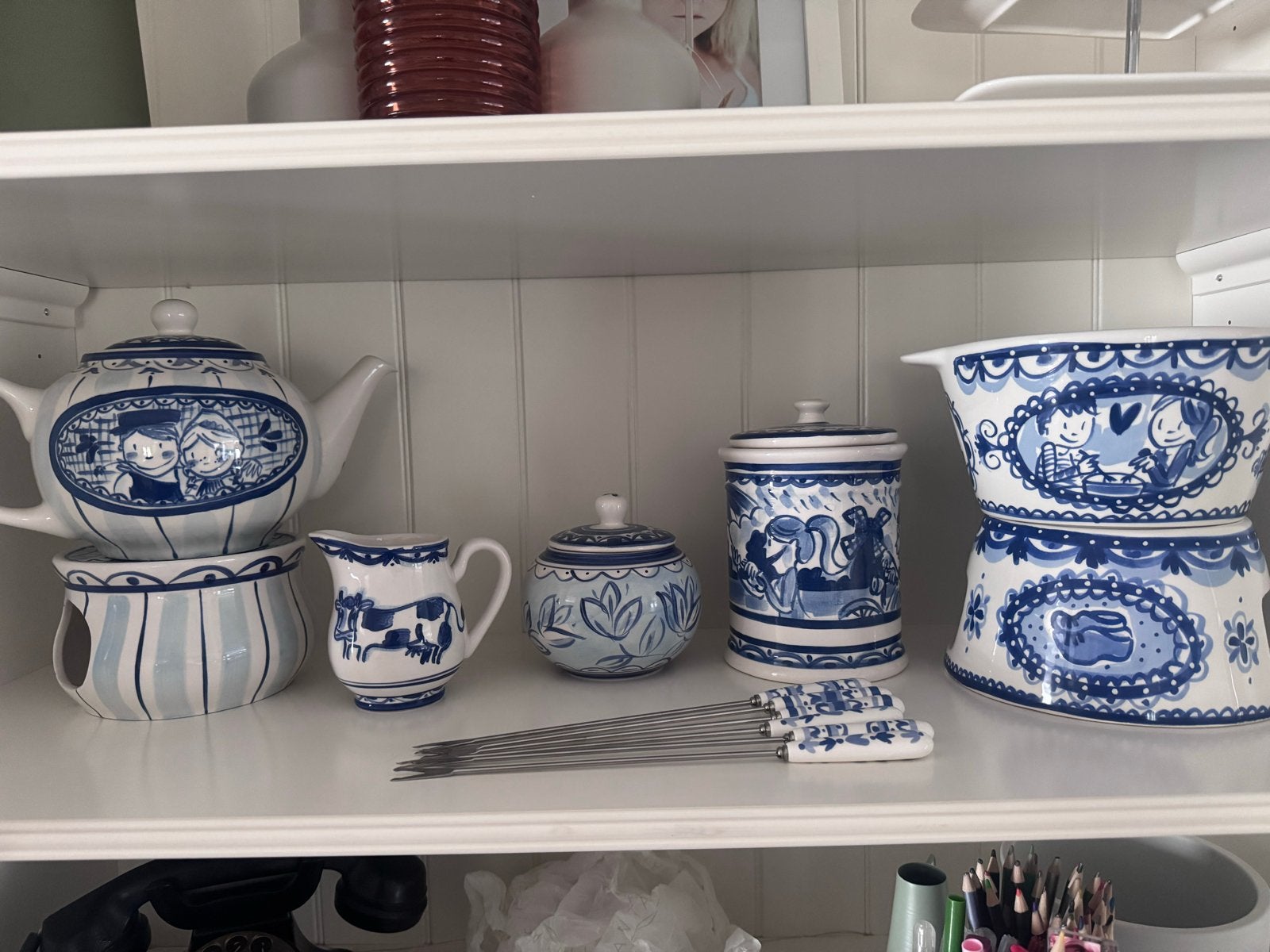 Amsterdam Delfts Blond Fondue en Theepot set, Ophalen, Overige merken, Overige typen, Zo goed als nieuw