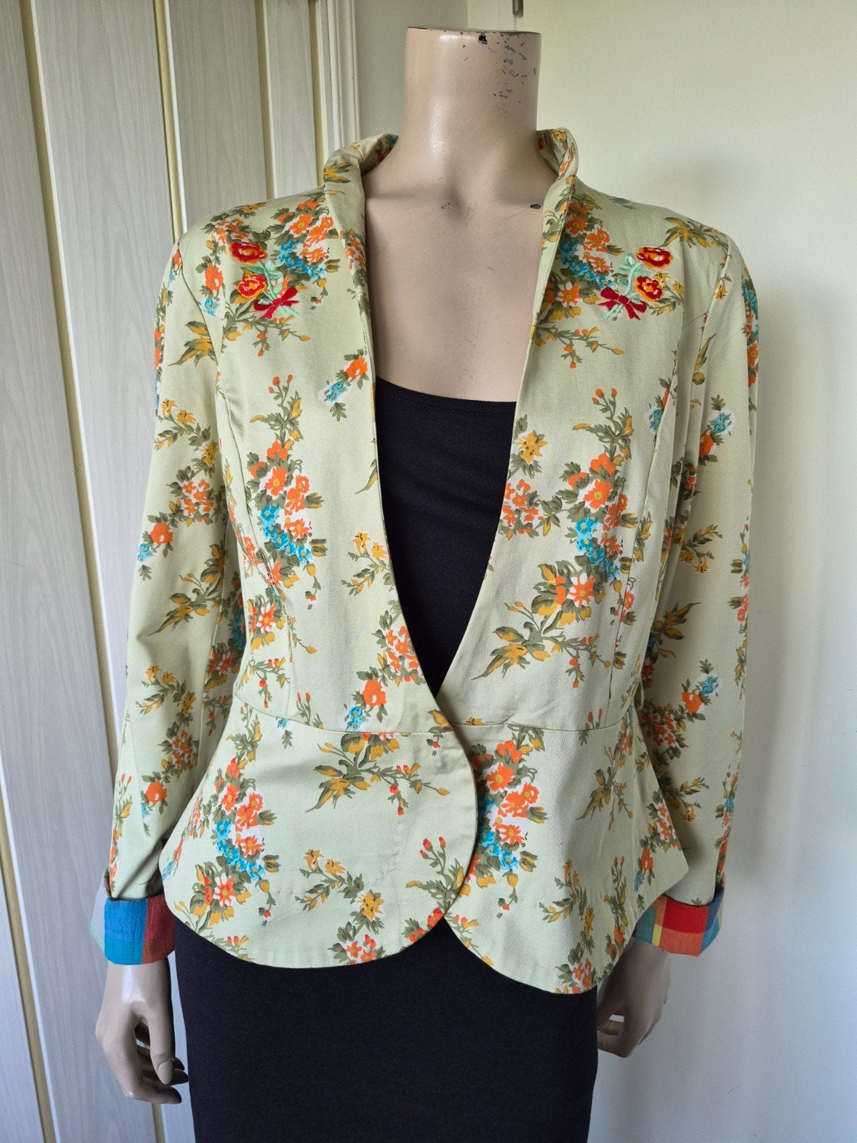 Blutsgeschwister jasje katoen bloemen maat L/XL, Maat 42/44 (L), Ophalen of Verzenden, Jasje, Groen