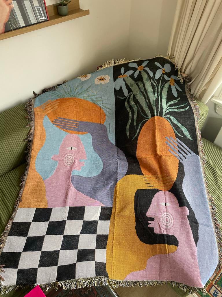 Abstract Wandtapijt 130x160 cm - Modern Design, 100 tot 150 cm, Zwart, Ophalen of Verzenden, Zo goed als nieuw