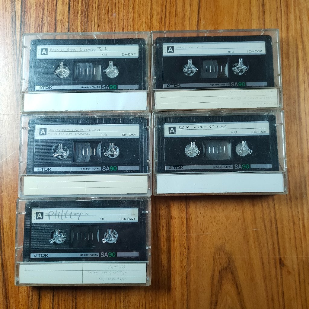 Vintage TDK SA90 Cassettes 5x, Ophalen of Verzenden, Gebruikt, Overige genres, 2 t/m 25 bandjes