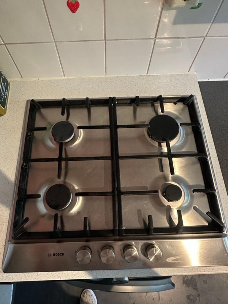 Bosch Gasfornuis - 4 Pitten, RVS, Inbouw, Ophalen, Gebruikt, 4 kookzones, Inbouw