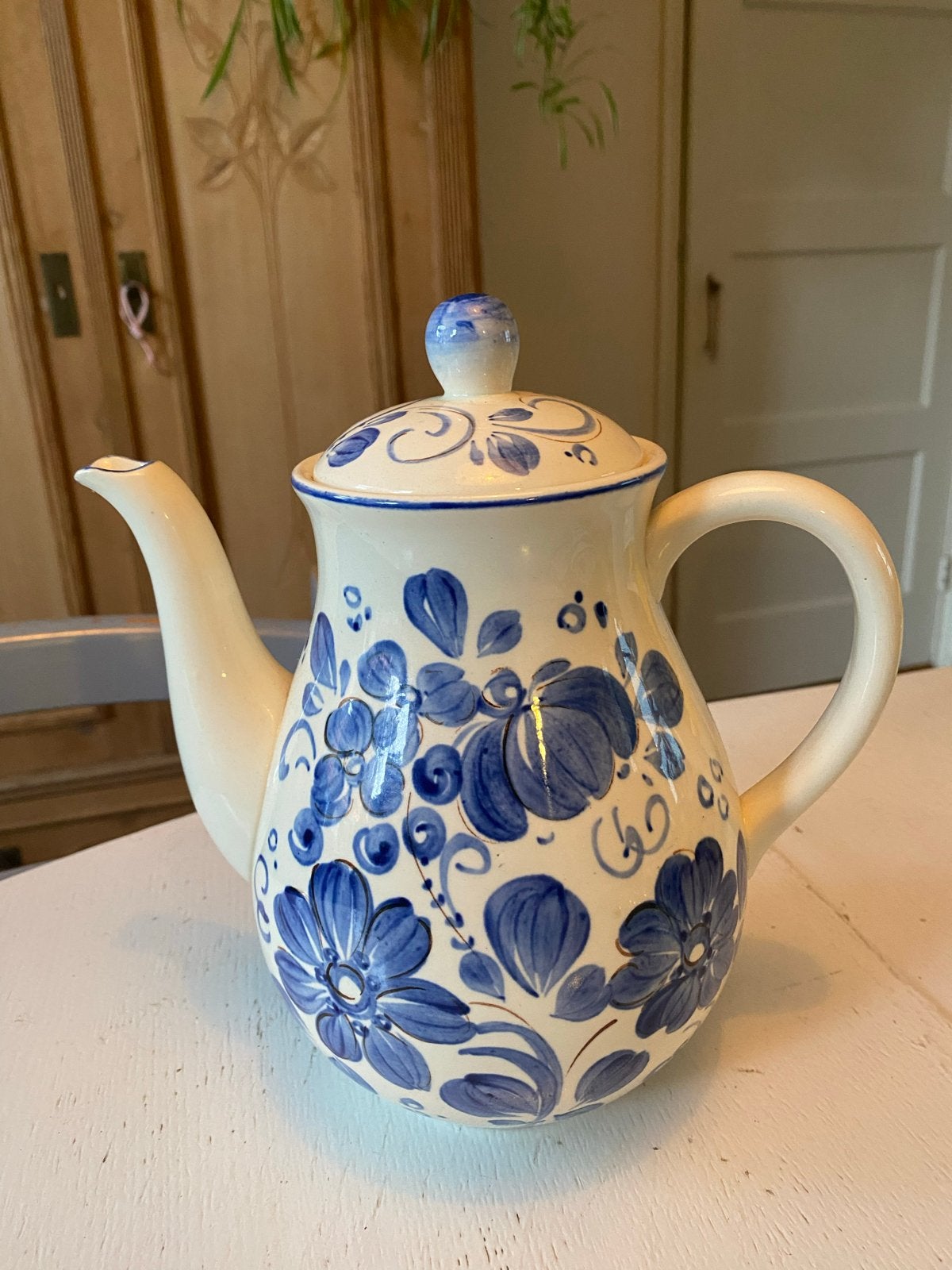 Villeroy & Boch Mettlach Koffiepot - Blauw Bloemenpatroon, Ophalen