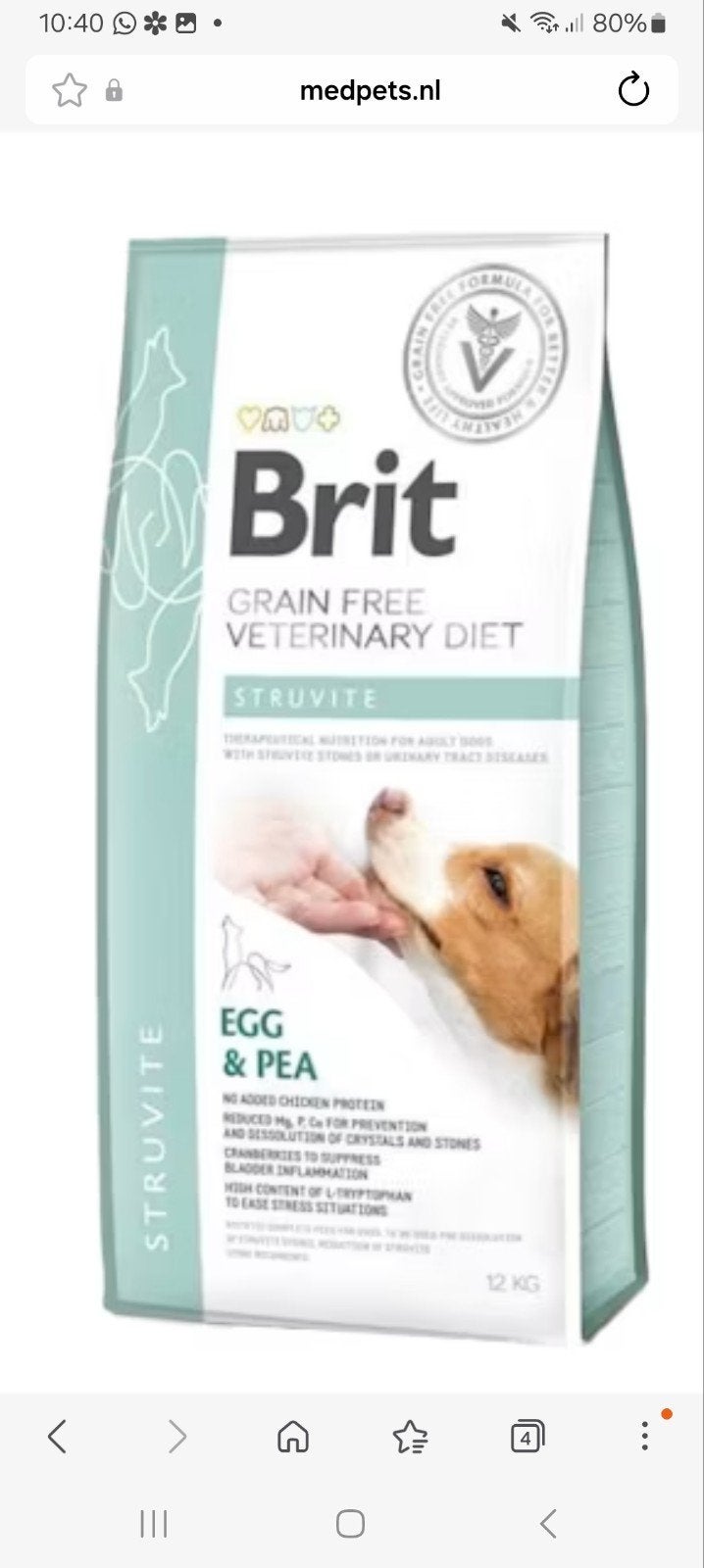egg en pea hondenvoeding struvite nog 6kg, Dieren en Toebehoren, Verzenden, Hond