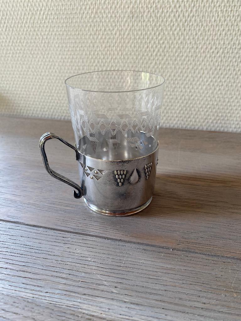 Antiek Art Deco Theeglas Argentor Wenen, Ophalen of Verzenden