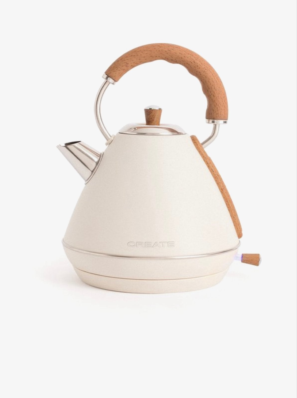 CREATE Kettle Retro - Crème waterkoker met houten accenten, 1 tot 2 liter, Ophalen of Verzenden, Nieuw