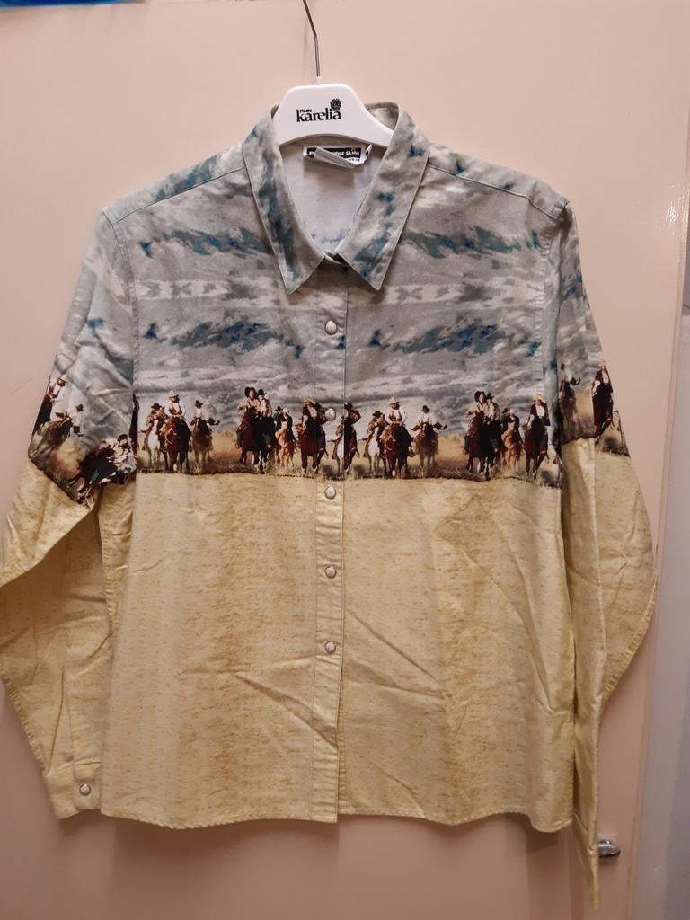 BLOUSE COUNTRY & WESTERN STIJL MAAT L, Ophalen of Verzenden, Zo goed als nieuw, Maat 38/40 (M), Blauw