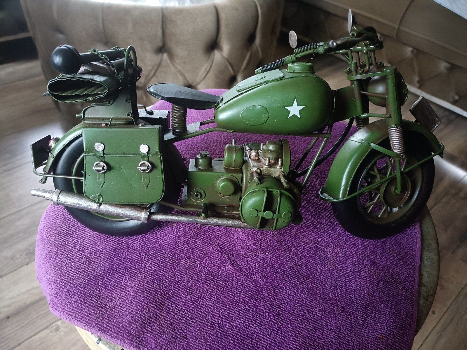 Handgemaakte Blikken Leger Motor - 36 cm lang, Overige merken, Gebruikt, Ophalen of Verzenden, Groter dan 1:32