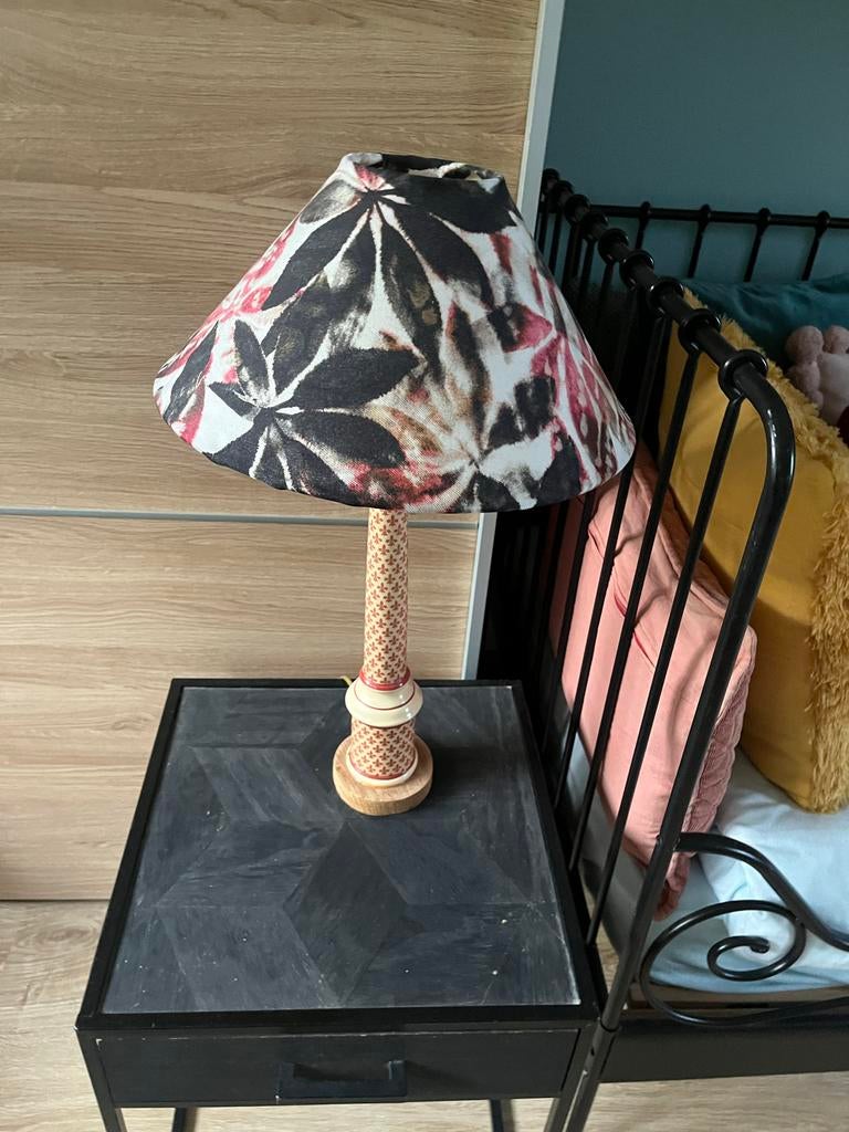 Bohemian/folklore schemerlamp handgemaakt, Ophalen of Verzenden, Zo goed als nieuw, Hout, Minder dan 50 cm