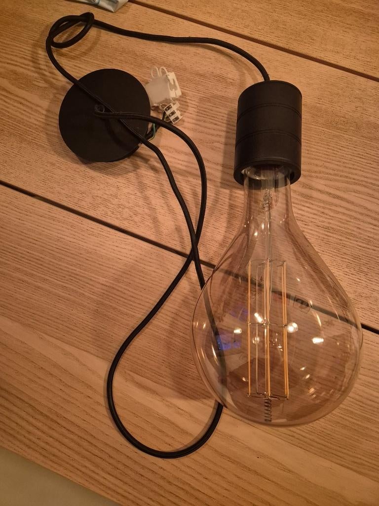 Zwarte hangende designlamp CALEX, Ophalen, Vintage, Zo goed als nieuw, Glas