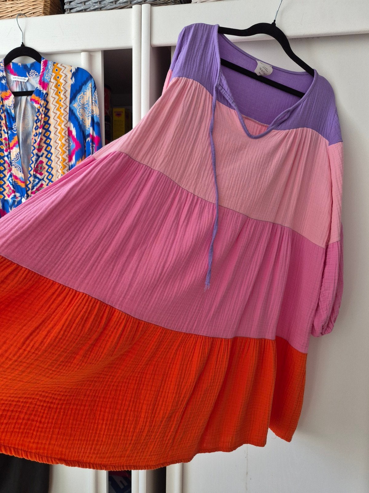 prachtige kleurrijke jurk xl-xxl tetra wafelkatoen ibiza, Moment, Overige kleuren, Maat 46/48 (XL) of groter, Ophalen of Verzenden
