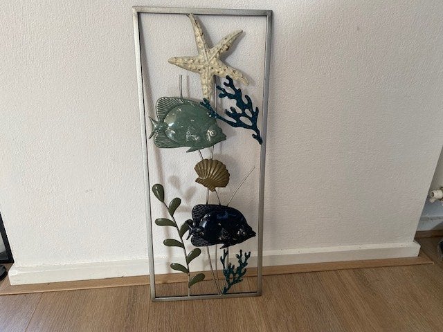Metalen Muurdecoatie Sealife, Huis en Inrichting, Ophalen, 50 – 75, Minder dan 50 cm, Zo goed als nieuw