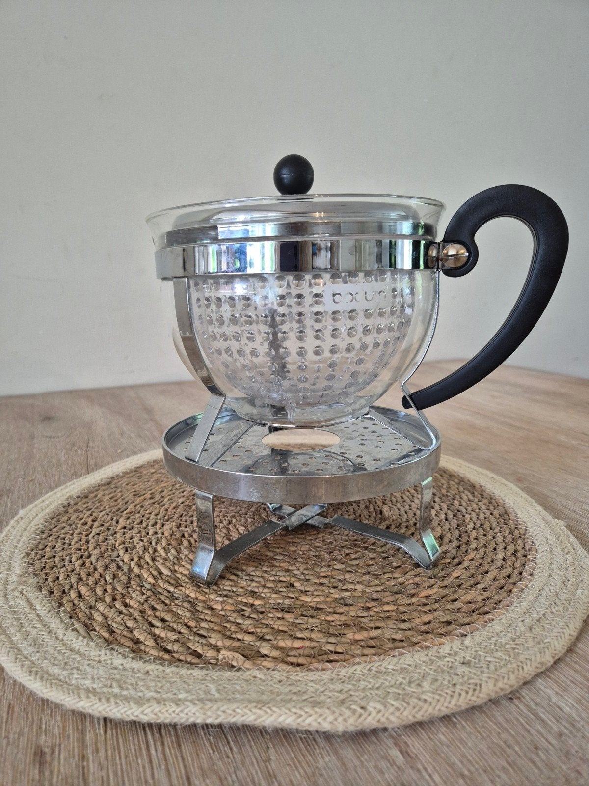 Bodum Theepot Model 157 met Rechaud - Zilver/Zwart, Huis en Inrichting, Ophalen of Verzenden