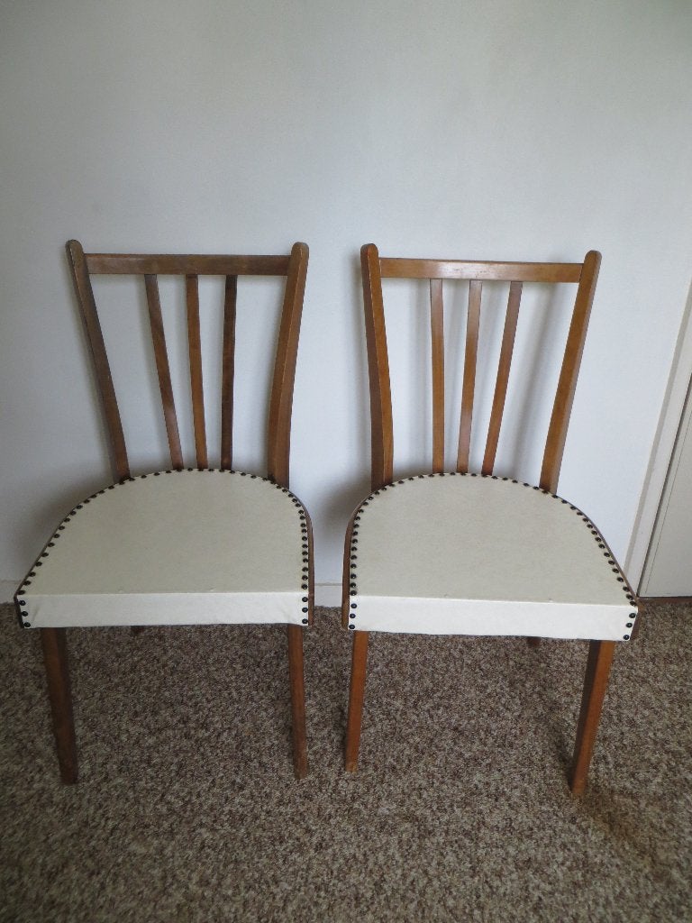 2 Vintage stoelen met spijlen. Jaren 60. Mid-century. Retro, Huis en Inrichting, Stoelen, Ophalen, Gebruikt, Twee, Overige kleuren