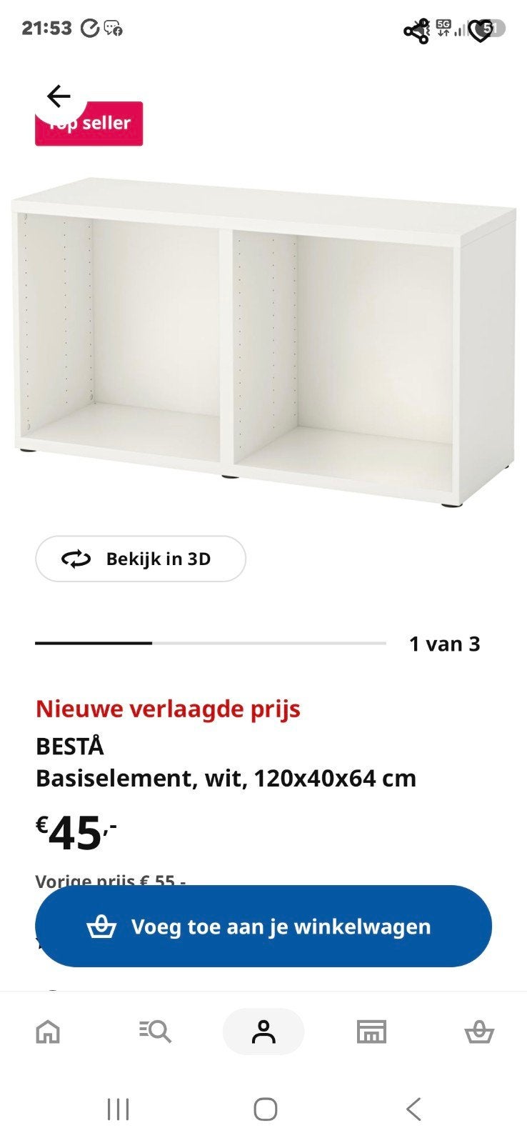 IKEA BESTÅ Basiselement,, 120x40x64 cm plus 2 planken, Ophalen of Verzenden, Nieuw