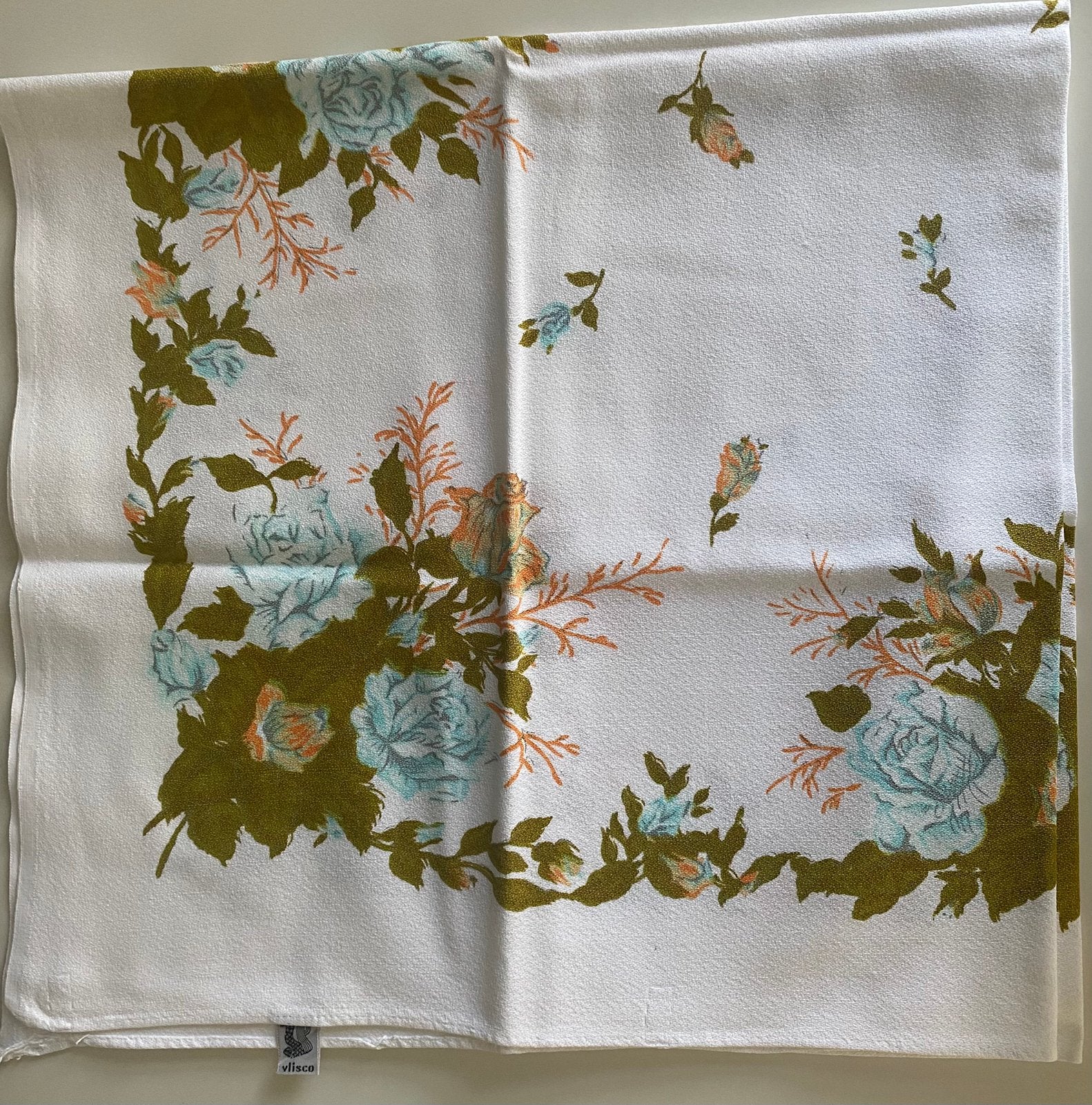 Vintage Vlisco Tafelkleed 80x88 cm. Jaren 70, Huis en Inrichting, Gebruikt, 80 cm, Geschikt voor buiten, Vierkant