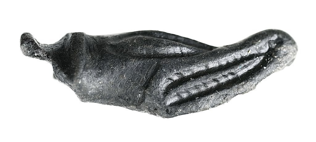 Viking Anglo-Scandinavische zoömorfestijgbeugelterminal b486, Ophalen of Verzenden, Brons